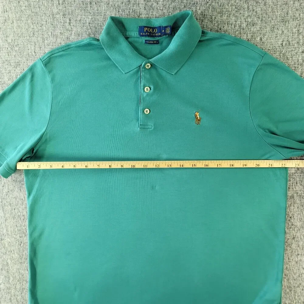 Polo Ralph Lauren Shirt Mens Medium M Green Classic Fit Short Sleeve Pony